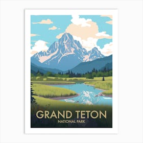 Grand Teton National Park Vintage Travel Poster 3 Art Print