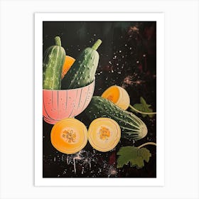 Courguette & Vegetables In A Bowl Art Deco Style Art Print