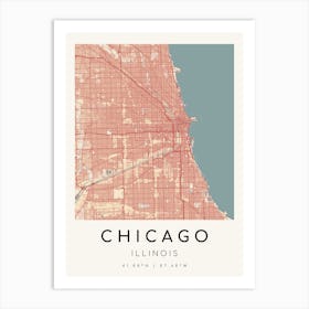 Chicago Map Print - Botticelli style Art Print