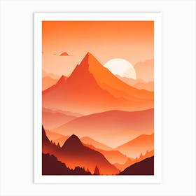 Misty Mountains Vertical Composition In Orange Tone 18 Art Print