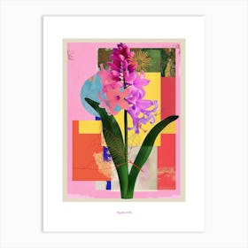 Hyacinth 2 Neon Flower Collage Poster Art Print