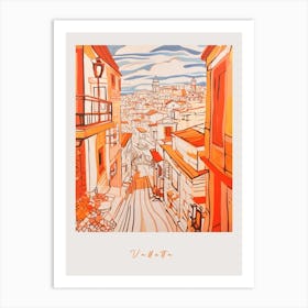 Valletta Malta Orange Drawing Poster Art Print