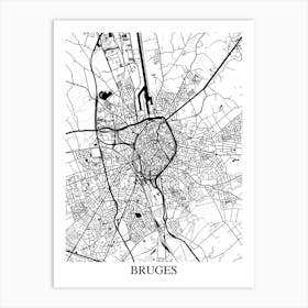 Bruges White Black Art Print