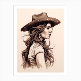Cowgirl Neutral Colours Portrait 3 Art Print