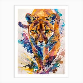Puma Colourful Watercolour 2 Art Print