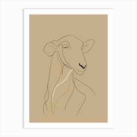 Sheep - Boho, Line Art 3 Art Print