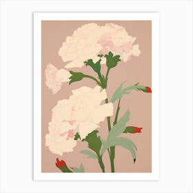 Carnations Flower Big Bold Illustration 2 Art Print