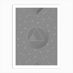 Geometric Glyph Sigil with Hex Array Pattern in Gray n.0272 Art Print