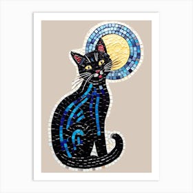 Black Cat With Moon Art Print