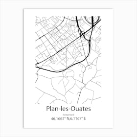 Plan Les Ouates,Switzerland Minimalist Map Art Print