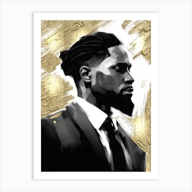 Black Man with Gold Abstract 2 Art Print