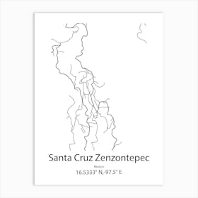 Santa Cruz Xoxocotlan,Mexico Minimalist Map Art Print