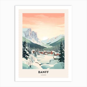 Vintage Winter Travel Poster Banff Canada 4 Art Print