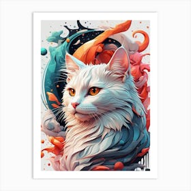 White cat Art Print