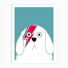 Dog Bowie White Art Print