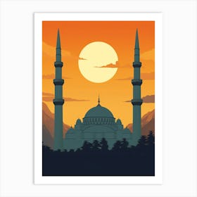Blue Mosque Sultan Ahmed Mosque Pixel Art 4 Art Print