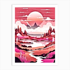 Landscape With Pink Clouds Art Print