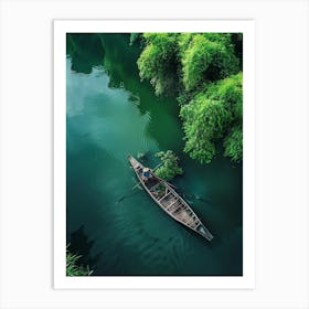 Boat On A River Art Print