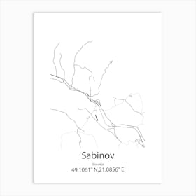 Sabinov,Slovakia Minimalist Map Art Print