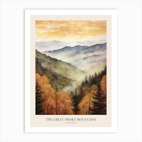 Autumn Forest Landscape The Great Smoky Mountains Poster Art Print