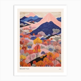 Mount Fuji Japan 4 Colourful Mountain Illustration Poster Art Print