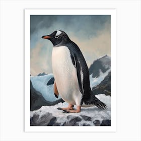 Adlie Penguin Grytviken Oil Painting 2 Art Print