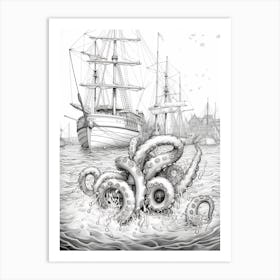 Octopus Detailed Drawing 1 Art Print