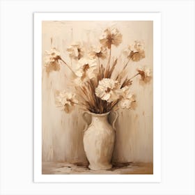 Carnation, Autumn Fall Flowers Sitting In A White Vase, Farmhouse Style 2 Art Print