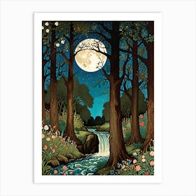 William Morris Full Moon In The Forest 2 Art Print