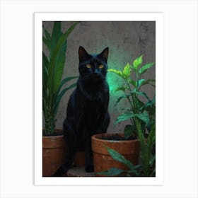 Cat In Pots 1 Art Print