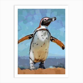 Galapagos Penguin Salisbury Plain Colour Block Painting 2 Art Print
