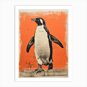 Penguin, Woodblock Animal Drawing 1 Art Print