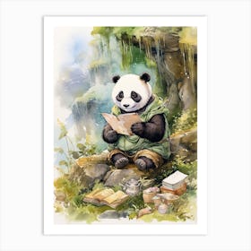 Panda Art Geocaching Watercolour 4 Art Print