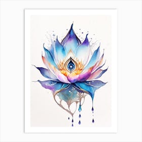 Lotus Flower, Symbol, Third Eye Watercolour 5 Art Print