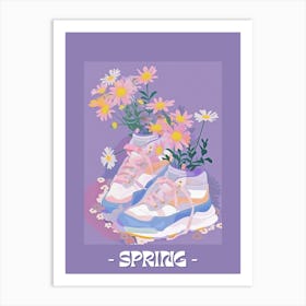 Spring Poster Retro Sneakers With Flowers 90s 2 Art Print