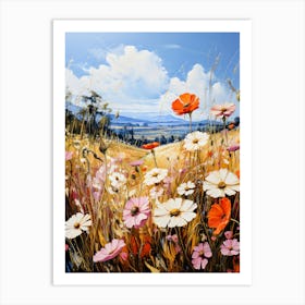 Wildflower Bliss - Hand-painted Nature Landscape Art, Summer Meadow Painting, Floral Wall Decor Art Print