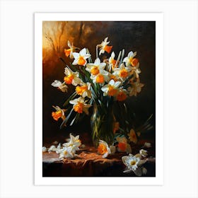 Baroque Floral Still Life Daffodil 4 Art Print