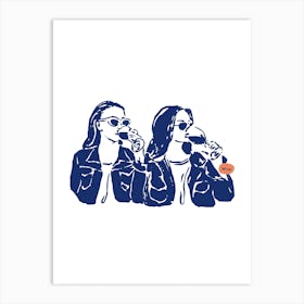 Two Women Drinking Art Print