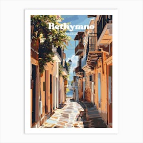 Rethymno Greece Streetview Digital Travel Art Art Print