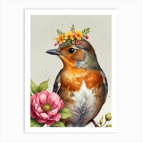 Bird With Flowers 7 Art Print