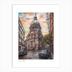 Buenos Aires Argentina Drawing Pencil Style 4 Travel Poster Art Print