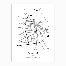 Alcanar,Spain Minimalist Map Art Print