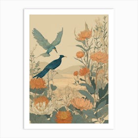 Birds And Flowers Bird Wall Art Art Print