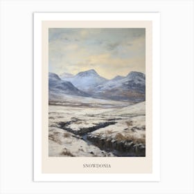 Vintage Winter Painting Poster Snowdonia National Park United Kingdom 4 Art Print