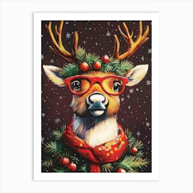 Christmas Deer 2 Art Print