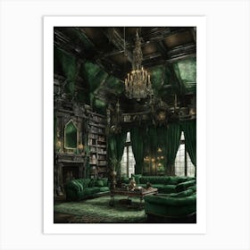 Eerie Green Living Room Art Print