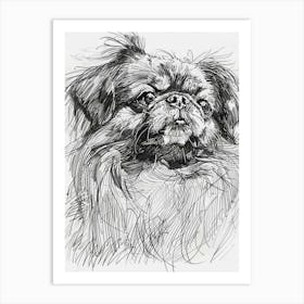 Pekingese Dog Line Sketch 1 Art Print