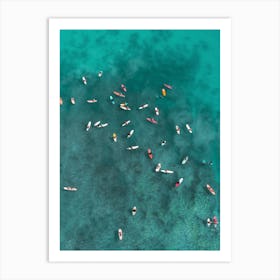 Aerial Ocean Love - Surfers Print Art Print
