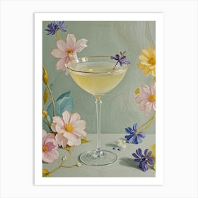 Cocktail With Flowers Art Print