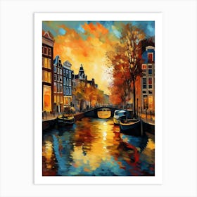 Wall painting print, Amsterdam, Netherlands, landscape art, Van Gogh style, fine art..256 Art Print